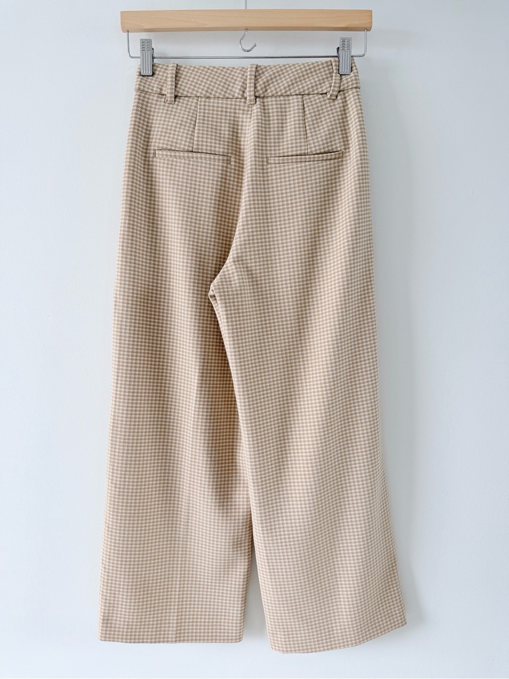 Aritzia Wilfred Effortless Cropped Wide Leg Pants Beige Plaid Size 0 - Picture 8 of 12